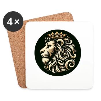 Lion Tête de Tigre Couronne de Roi - Dessous de verre (lot de 4) - blanc - Devant