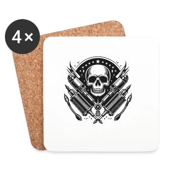 Biker Skull Design 1 - Coasters (set of 4) - white - Front