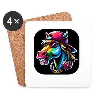 Cartoon Horse Rapper Colorful - Coasters (set of 4) - white - Front