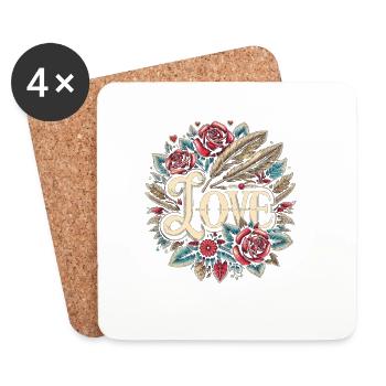 Amour - Dessous de verre (lot de 4) - blanc - Devant