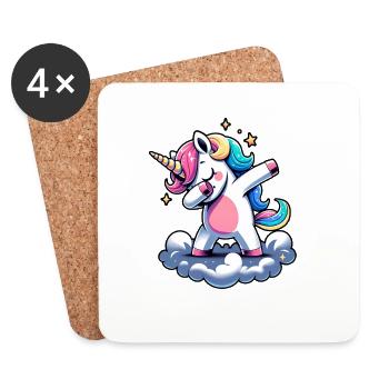 Danse de la Licorne Arc-en-ciel - Dessous de verre (lot de 4) - blanc - Devant