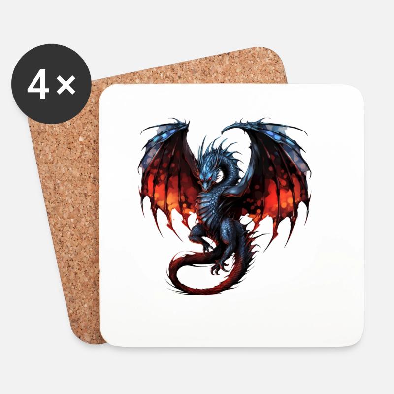 Flying Dragon - Untersetzer (4er-Set) - Weiß