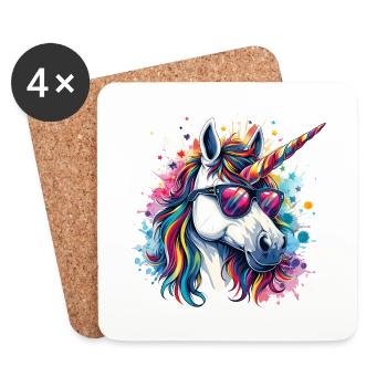 Party Horse Einhorn bunt Karneval - Untersetzer (4er-Set) - Weiß - Vorne