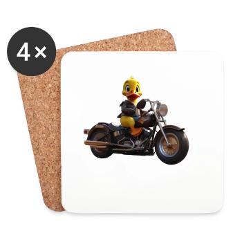 Duck Biker - Untersetzer (4er-Set) - Weiß - Vorne