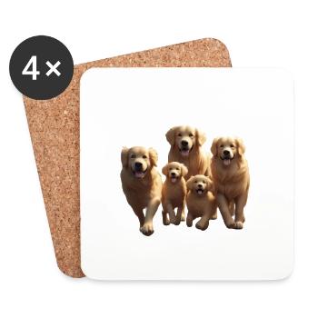 Golden Retriever Pack Parade - Dessous de verre (lot de 4) - blanc - Devant