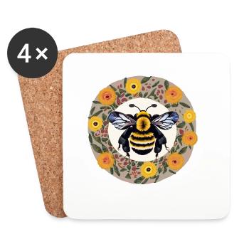 fat bumblebee - Coasters (set of 4) - white - Front