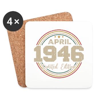 Avril 1946 Cadeau D'anniversaire Avril 1946 Retro - Dessous de verre (lot de 4) - blanc - Devant