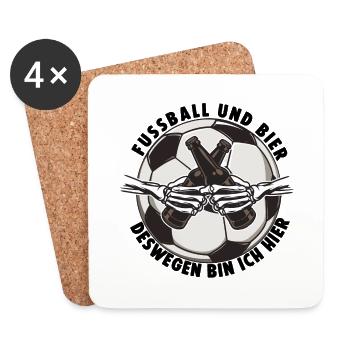 Fussball und Bier Trinkspruch - Untersetzer (4er-Set) - Weiß - Vorne