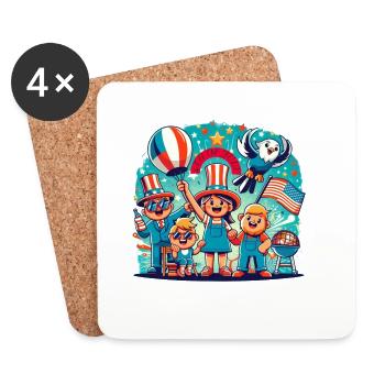 Conception personnalisée de la célébration du 4 juillet - Dessous de verre (lot de 4) - blanc - Devant