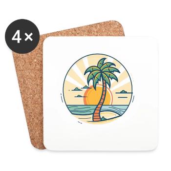 Sonnenuntergangs Palmeninsel - Untersetzer (4er-Set) - Weiß - Vorne