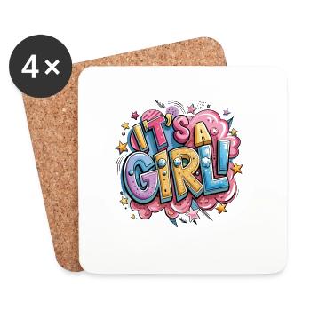 Colorful cartoon trophy with text design - Coasters (set of 4) - white - Front