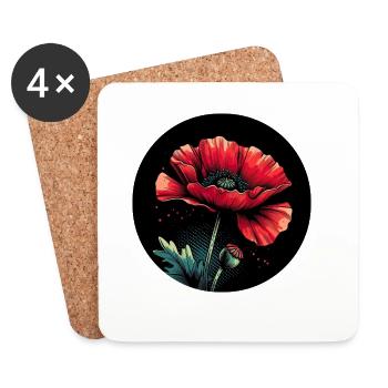 Mohnblume rot - Untersetzer (4er-Set) - Weiß - Vorne