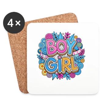 Boys and Girls Friendship Design - Coasters (set of 4) - white - Front