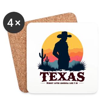 Texas Cowboy - Untersetzer (4er-Set) - Weiß - Vorne