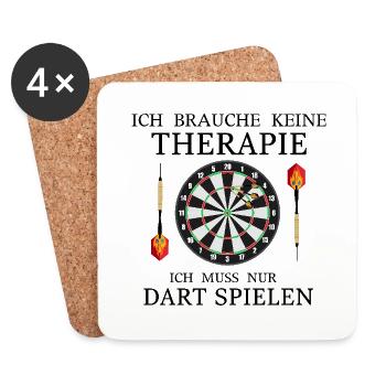 Ich brauche keine Therapie Dart Shirt - Untersetzer (4er-Set) - Weiß - Vorne