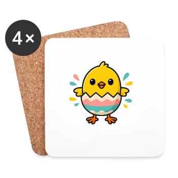 Baby-Küken schlüpft- Perfekt für Ostern & Frühling - Untersetzer (4er-Set) - Weiß - Vorne