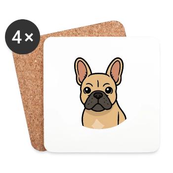 Bouledogue français - Dessous de verre (lot de 4) - blanc - Devant