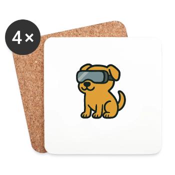 Karikatur Hund In Virtueller Realität – Stock Illustration - Untersetzer (4er-Set) - Weiß - Vorne