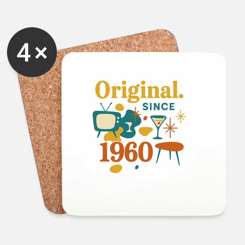 Original. Since 1960 – Retro Design Birth Year - Coasters (set of 4) - white