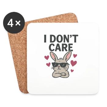 I Don’t Care Bunny süßer Hase Herz - Untersetzer (4er-Set) - Weiß - Vorne