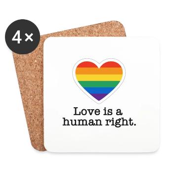 Love is a Human Right – Pride Heart - Coasters (set of 4) - white - Front