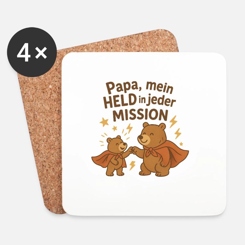 Papa, mein Held in jeder Mission - Untersetzer (4er-Set) - Weiß