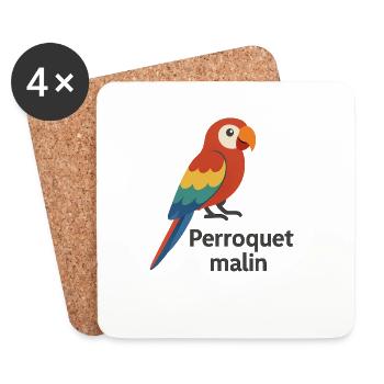 Perroquet coloré "Perroquet malin" - Dessous de verre (lot de 4) - blanc - Devant