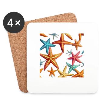 Étoile de mer colorée - Dessous de verre (lot de 4) - blanc - Devant