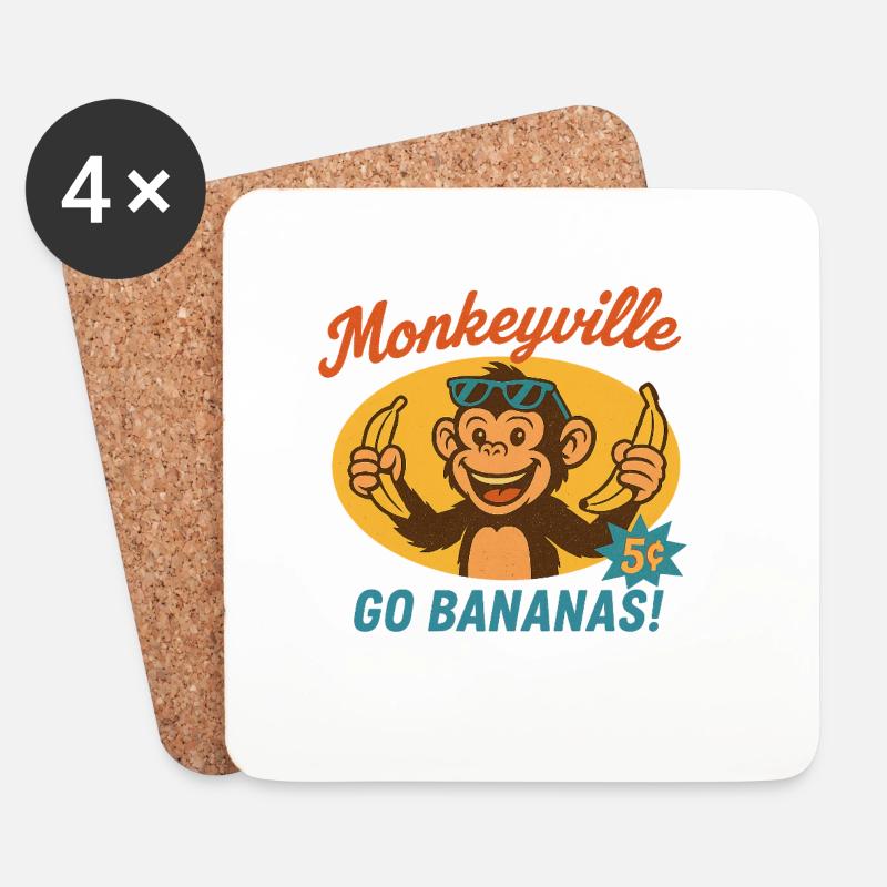 Affe - Monkeyville - Untersetzer (4er-Set) - Weiß