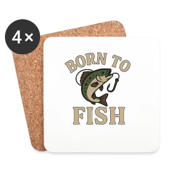 Born to Fish – Fisherman's Design with Fish & Hook - Coasters (set of 4) - white - Front