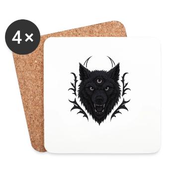 Loup mystique à trois yeux - Dessous de verre (lot de 4) - blanc - Devant