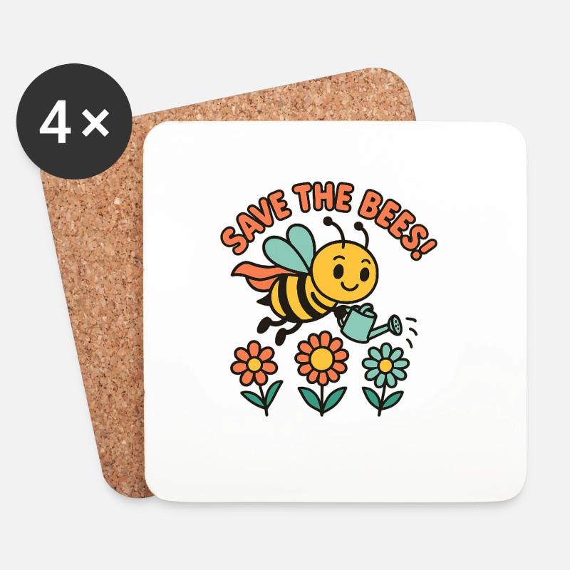 Superhelden-Biene: Save the Bees! - Untersetzer (4er-Set) - Weiß