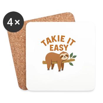 Take It Easy – Relax Like a Sloth - Coasters (set of 4) - white - Front