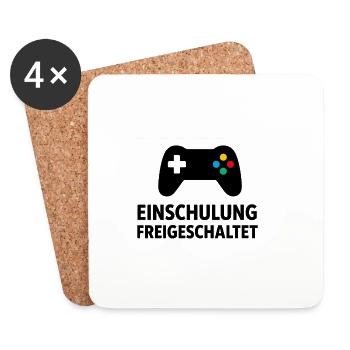 Gamer | Level 1: Einschulung Freigeschaltet - Untersetzer (4er-Set) - Weiß - Vorne