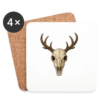 Crâne de cerf mystique style nature brute - Dessous de verre (lot de 4) - blanc - Devant