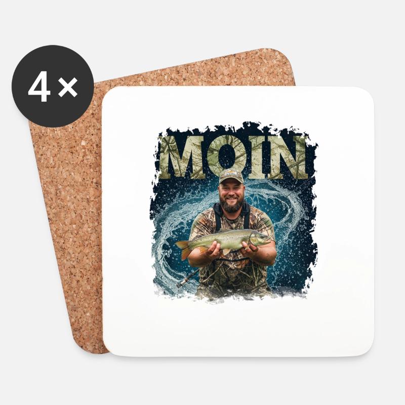 Moin Anglerglück - Untersetzer (4er-Set) - Weiß