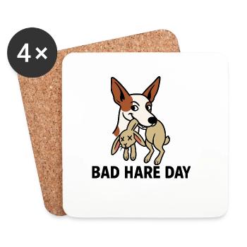 Bad Hare Day mit Podenco - Untersetzer (4er-Set) - Weiß - Vorne