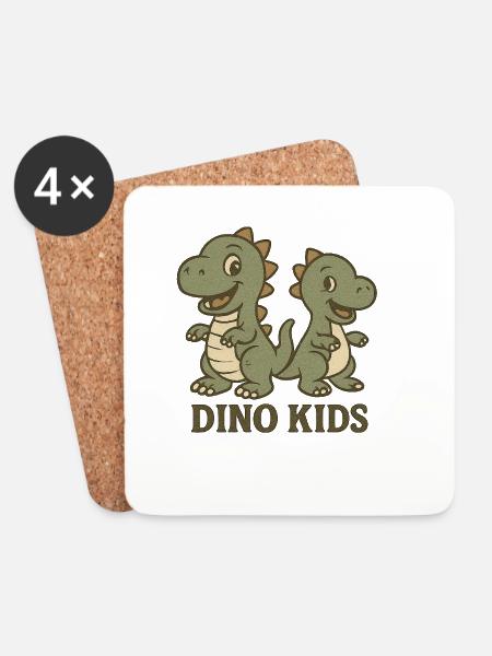 Niedliche Dino-Kinder Design - Untersetzer (4er-Set) - Weiß