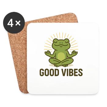 Positive Vibes – Meditierender Frosch im Zen-Modus - Untersetzer (4er-Set) - Weiß - Vorne