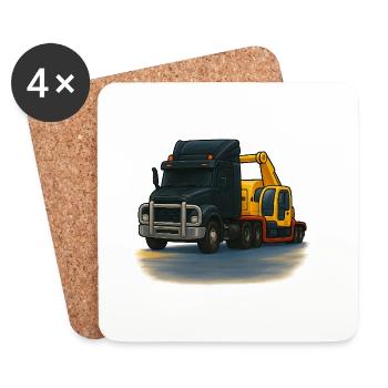 Abschleppwagen mit Kran Illustration - Untersetzer (4er-Set) - Weiß - Vorne