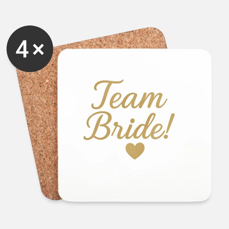 Team Bride Gold Script Design. Hochzeit - Untersetzer (4er-Set) - Weiß