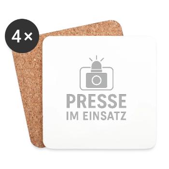 Presse im Einsatz - Untersetzer (4er-Set) - Weiß - Vorne