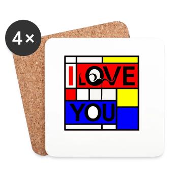 L’amour abstrait et vous Design géométrique - Dessous de verre (lot de 4) - blanc - Devant