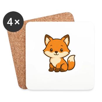 Ours renard mignon design pour enfants - Dessous de verre (lot de 4) - blanc - Devant