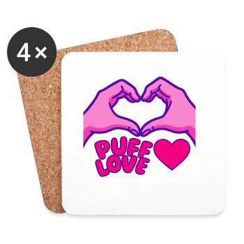 Herz Puffed Love Design und Hände - Untersetzer (4er-Set) - Weiß - Vorne