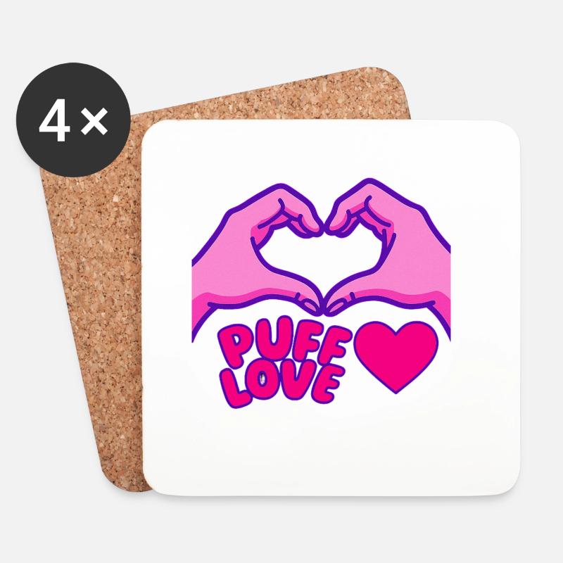 Herz Puffed Love Design und Hände - Untersetzer (4er-Set) - Weiß