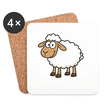 Niedlicher Schaf-Design für Kinder - Untersetzer (4er-Set) - Weiß - Vorne