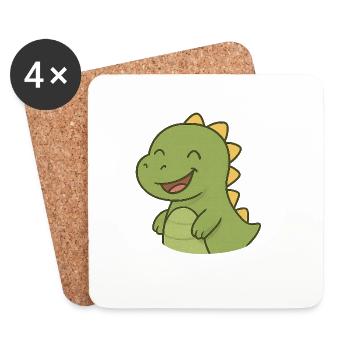 Lachender_Dino - Untersetzer (4er-Set) - Weiß - Vorne