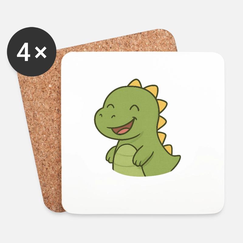 Lachender_Dino - Untersetzer (4er-Set) - Weiß