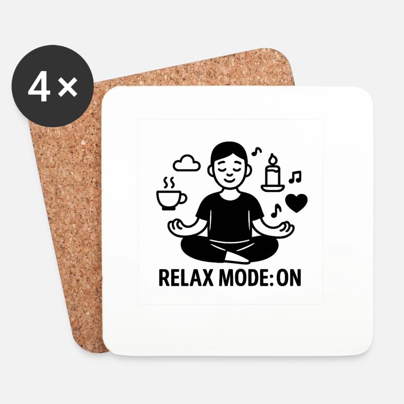 Entspannungsmeditation mit Chill-Design - Untersetzer (4er-Set) - Weiß